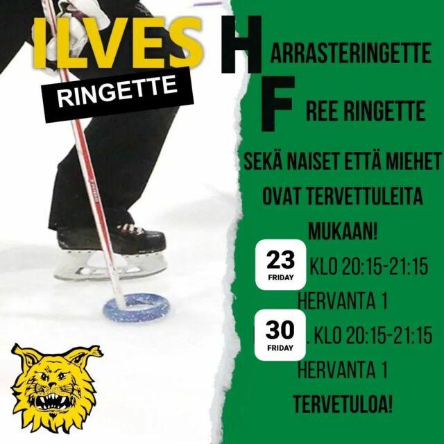 Harrasteringeten ilmaiset kokeilukerrat jatkuvat elokuun loppuun asti, joten vielä ehdit paikan päälle testaamaan! Tervetuloa mukaan! 🤩 

#ilves #ringette #meidänjuttu 

@lsringette 
@ilves_ry